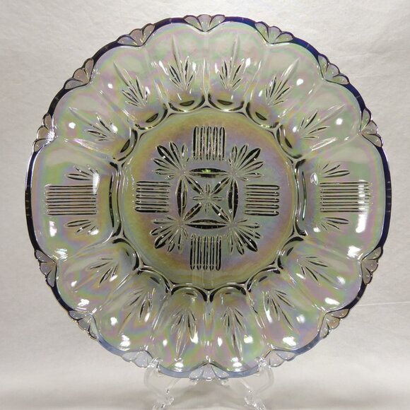 VTG 50s Federal Glass Deviled Egg Platter Georgetown Smoke Iridescent Carnival - Picture 1 of 6